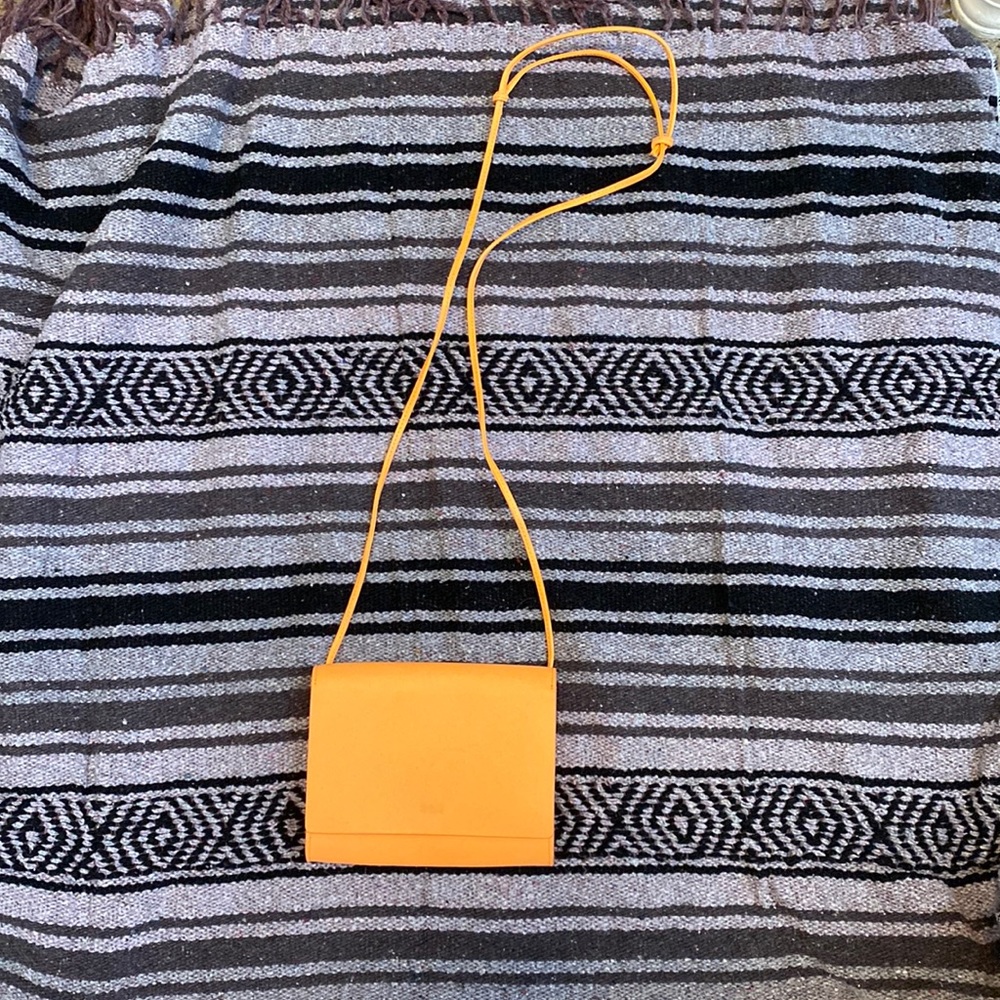Orange Baggu Leather Crossbody Clutch